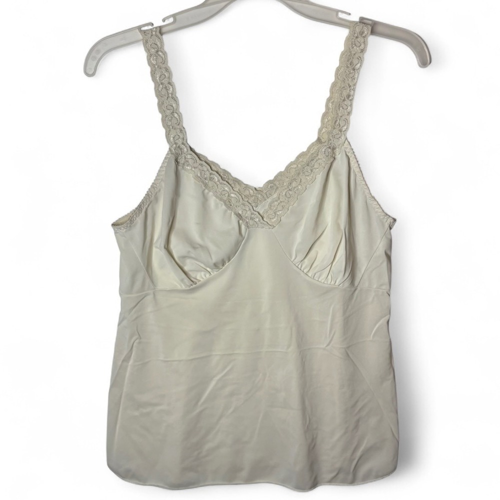Unbranded Camisole Tank Top Womens S Ivory Lace Trim V-Neck Lingerie Elegant